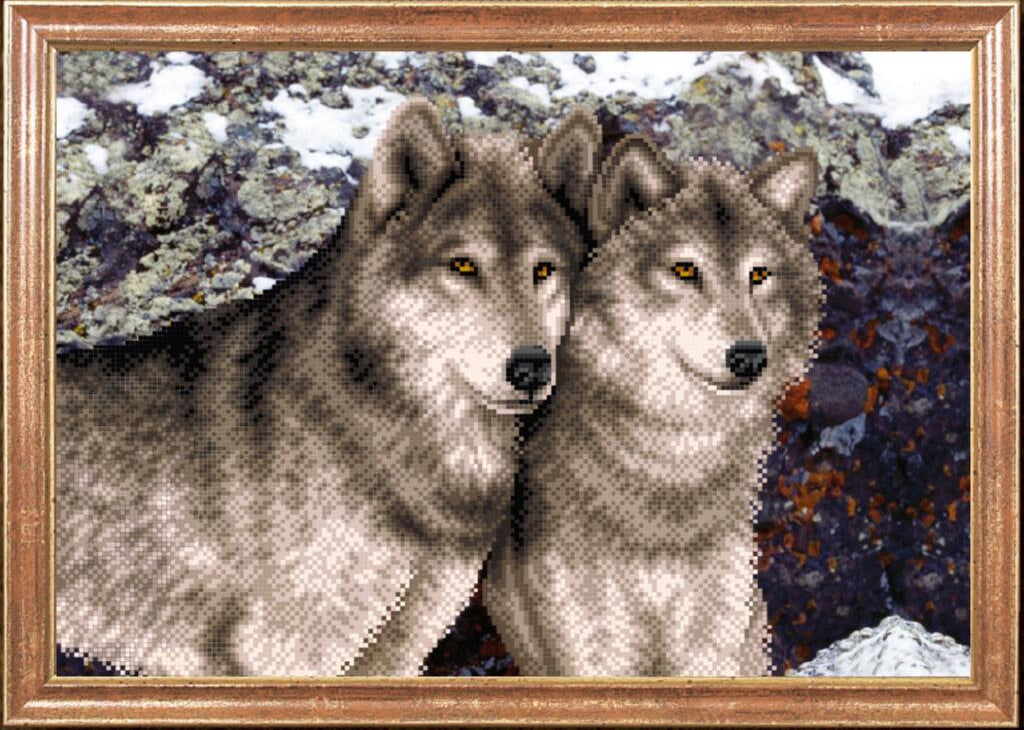 Bead embroidery kit Wolves DIY