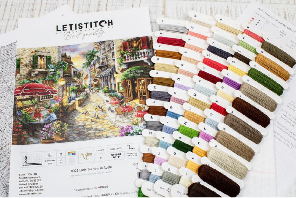 Kit de point de croix compté Début de soirée à Avola DIY Toile non imprimée