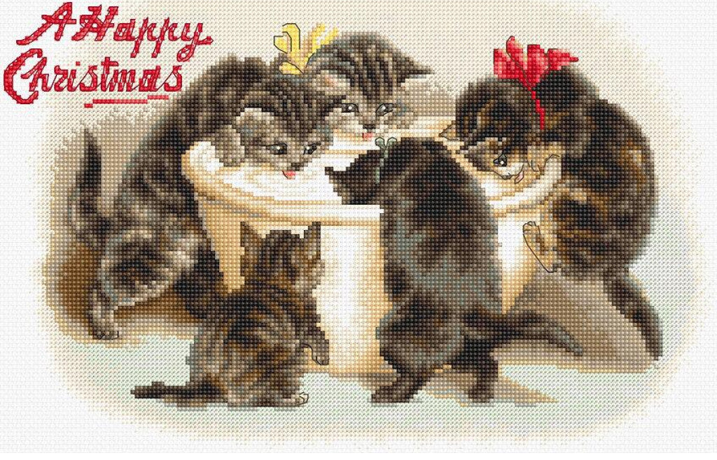 Kit de broderie au point de croix compté Chats DIY Toile non imprimée