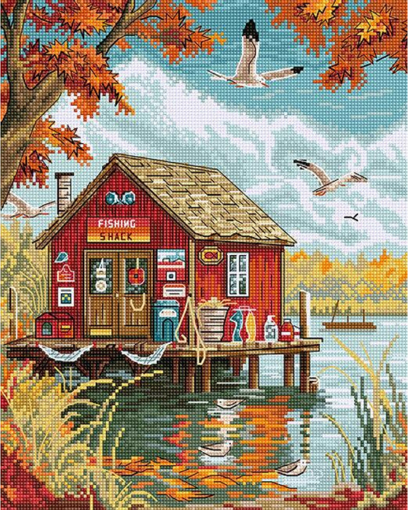 Kit de point de croix compté Automne DIY Toile non imprimée