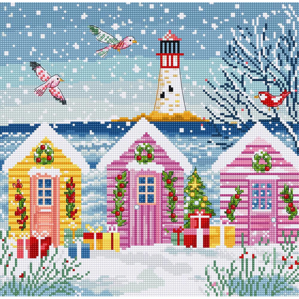 Kit de point de croix compté Hiver DIY Toile non imprimée