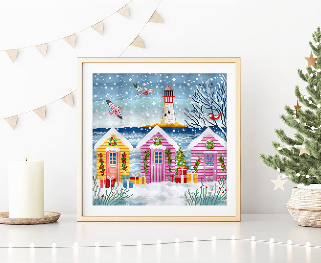 Kit de point de croix compté Hiver DIY Toile non imprimée