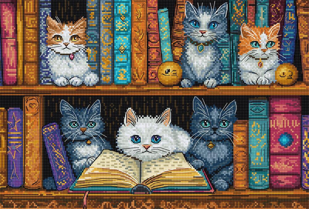 Kit de broderie au point de croix compté Chats DIY Toile non imprimée