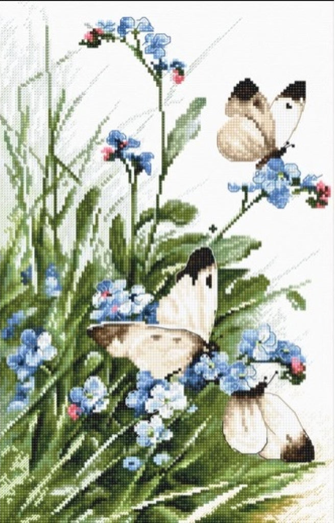 Counted Cross Stitch Kit Bluebird flowers DIY Letistitch