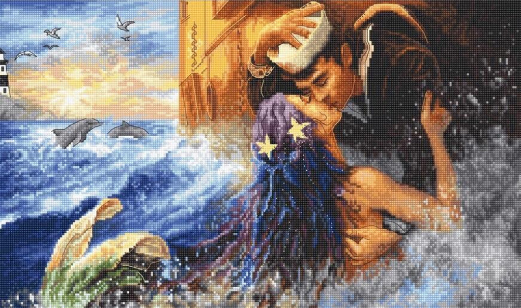 Counted Cross Stitch Kit Mermaid kiss DIY Letistich