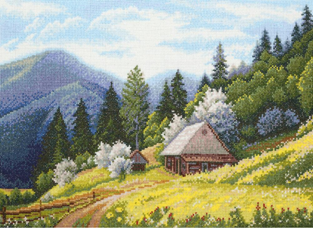Kreuzstichset Frühling DIY Unbedruckte Leinwand