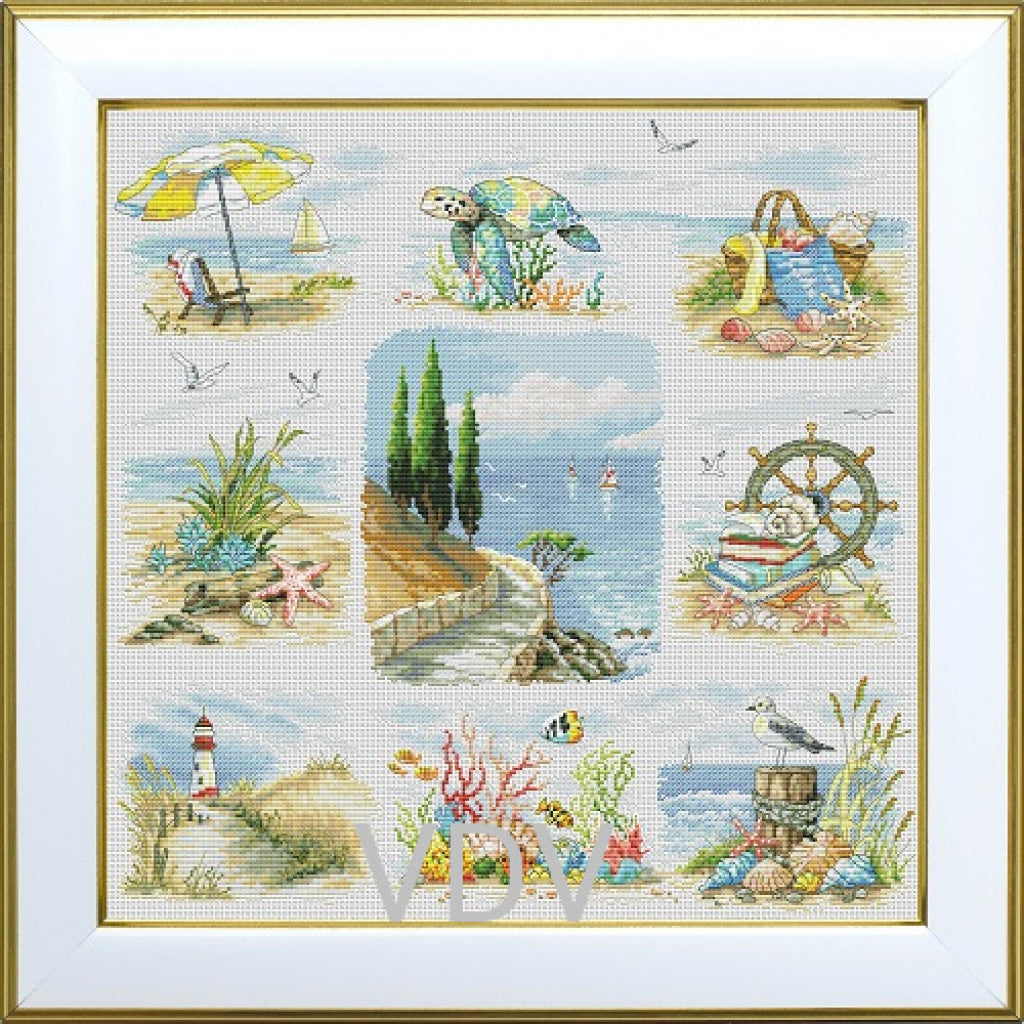 Kreuzstichset, bunte Schiffe, DIY, unbedruckte Leinwand