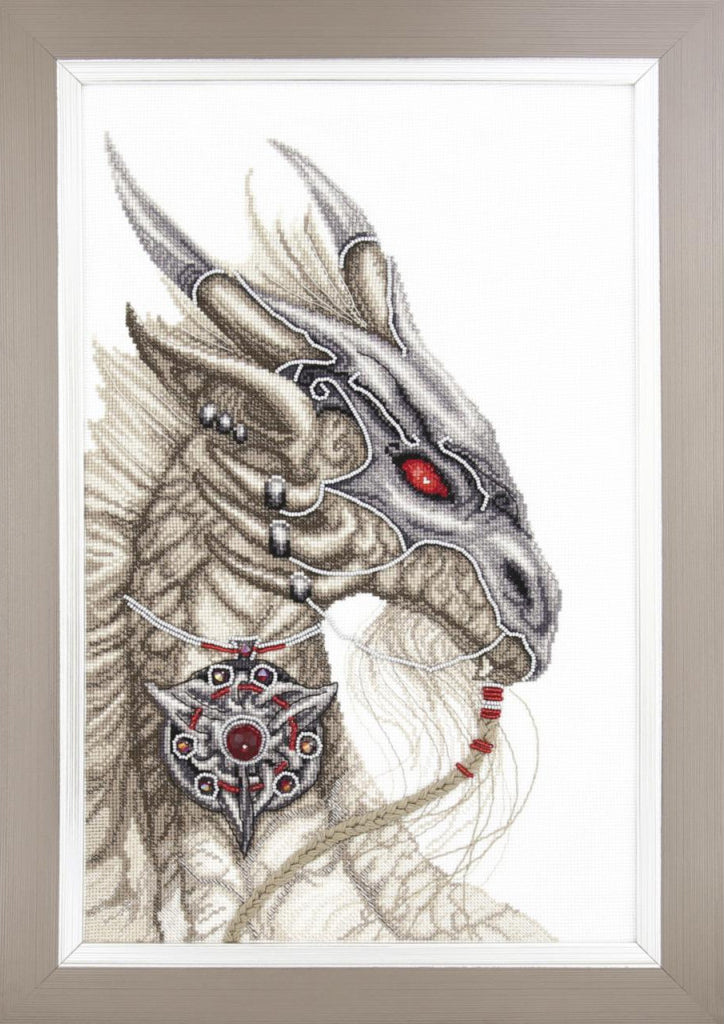 Kreuzstichset „Drache“ zum Selbermachen, unbedruckte Leinwand