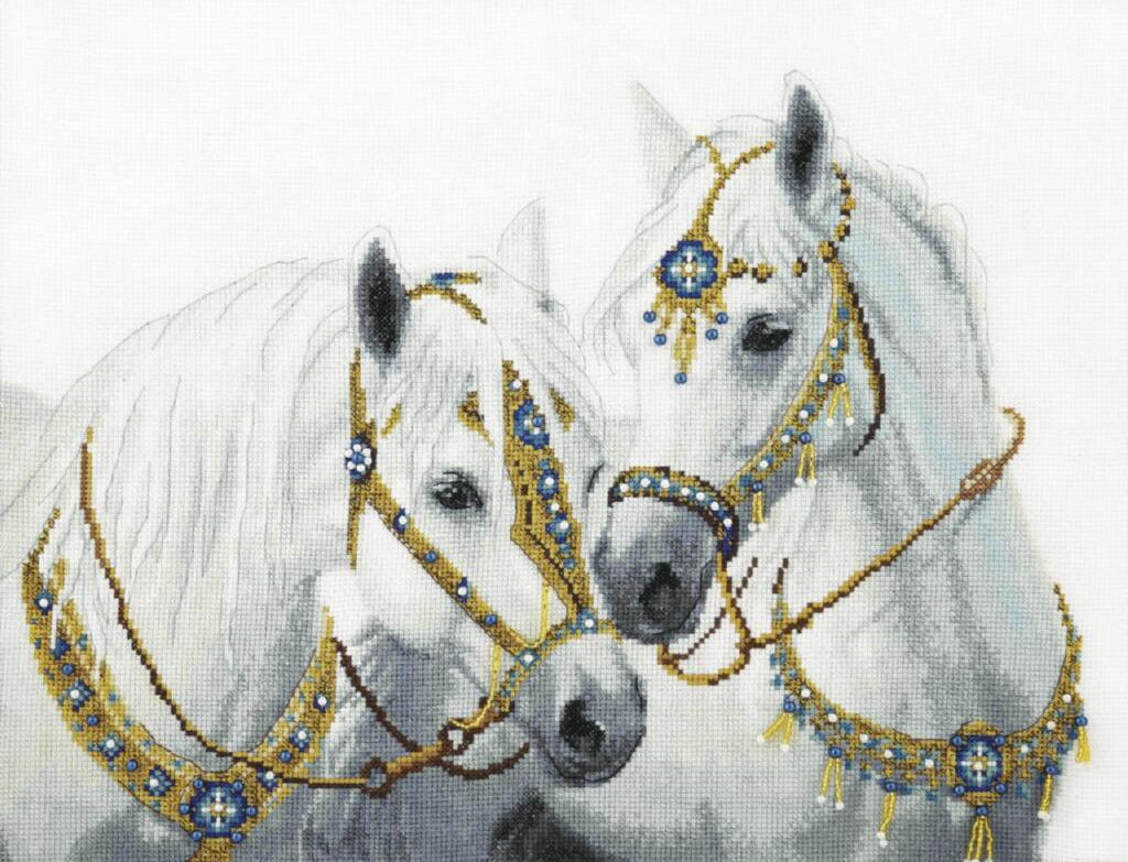 Counted Cross Stitch Kit White Horses DIY Charivna mit