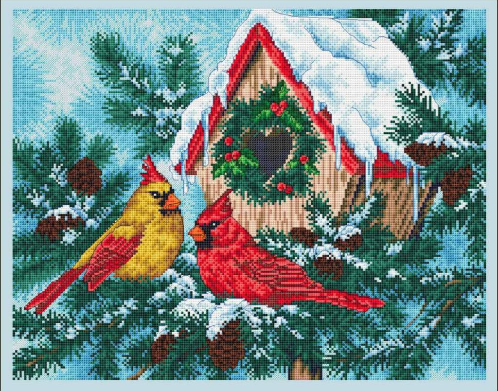 Counted Cross Stitch Kit Winter bird DIY Kolorova