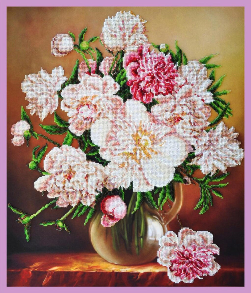 Bead Embroidery Kit Peonies Flowers DIY
