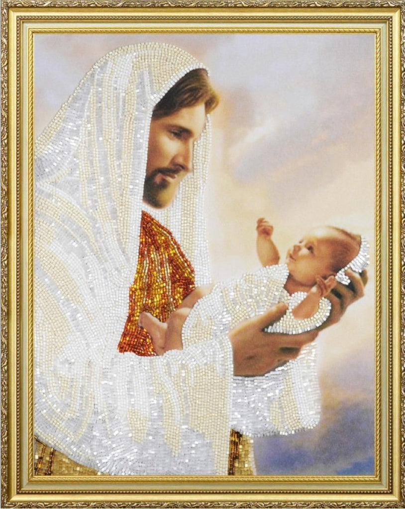 Perlen-Stickerei-Set, Ikone, Gott, Herr Jesus und Baby, DIY