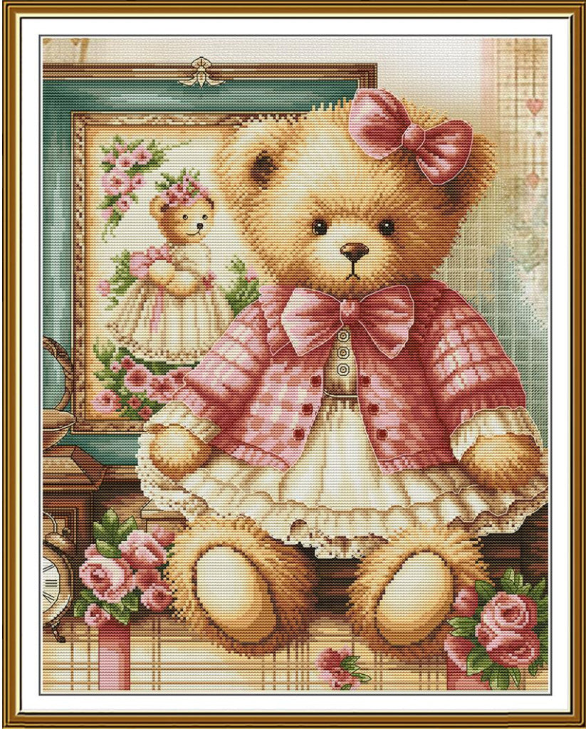 Counted Cross Stitch Kit Teddy Bear DIY Nova Sloboda