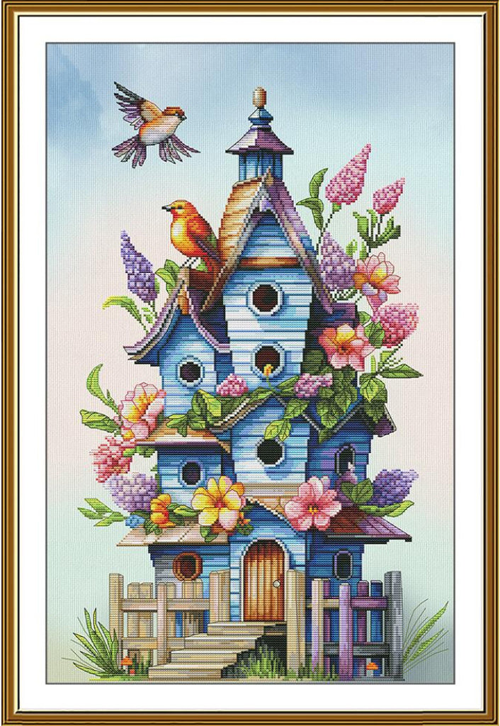 Counted Cross Stitch Kit Birds House DIY Nova Sloboda