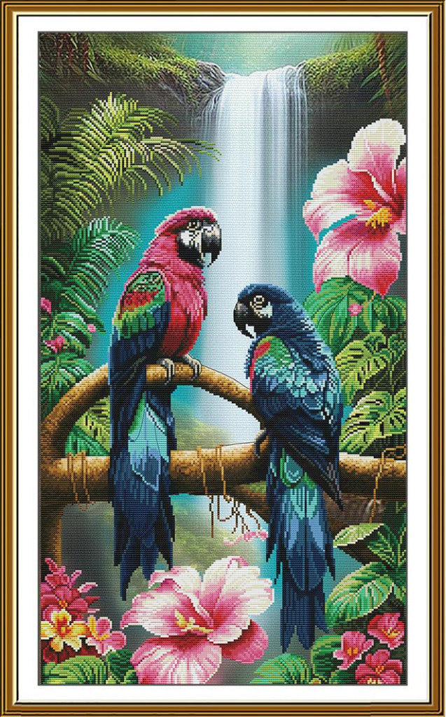 Counted Cross Stitch Kit Colorful parrots DIY Nova Sloboda
