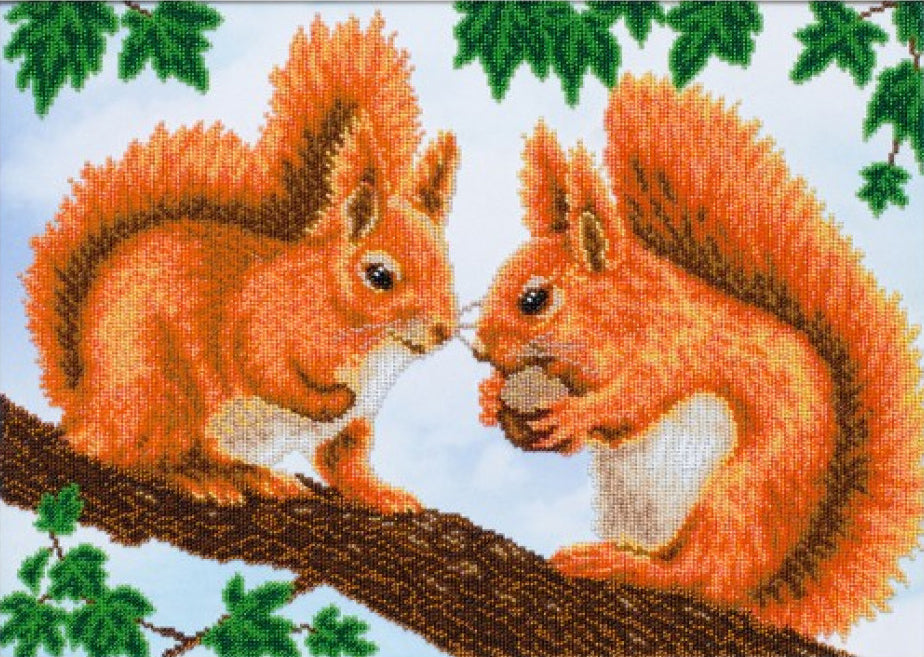 Bead Embroidery Kit Squirrels DIY VDV