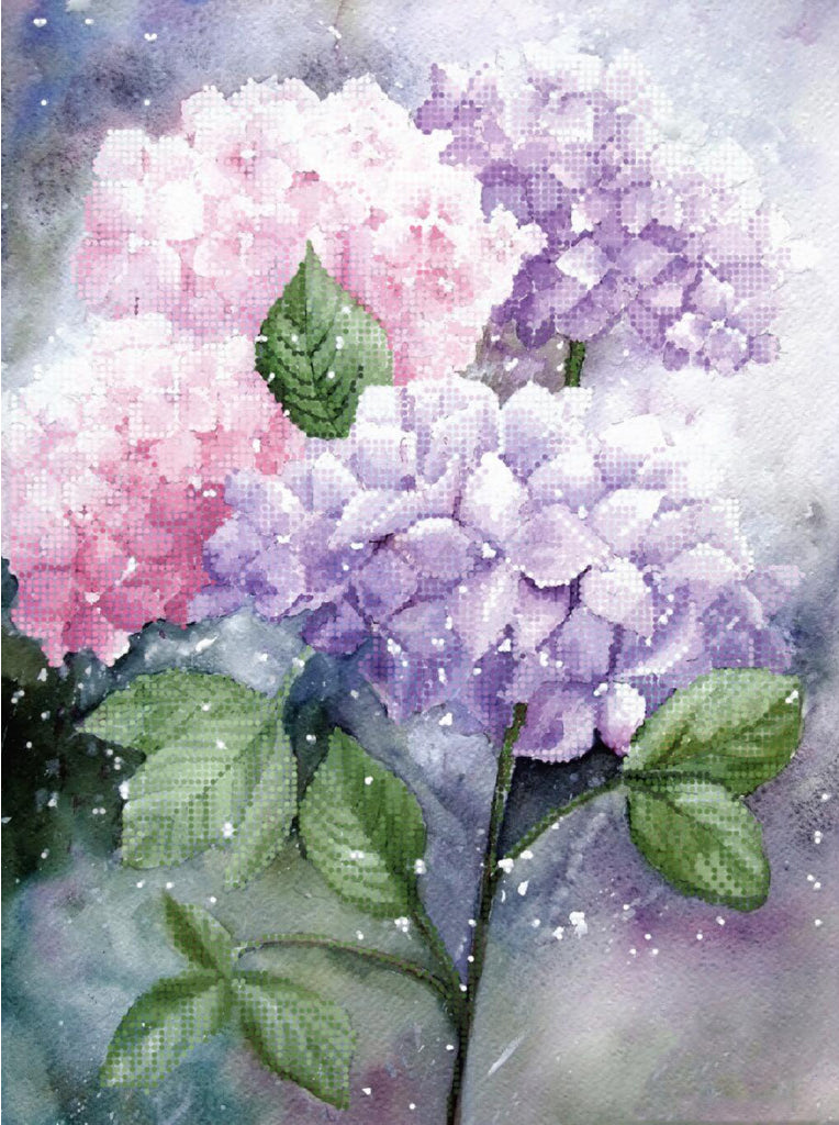 Bead Embroidery Kit Hydrangea Flowers DIY Tela Artis