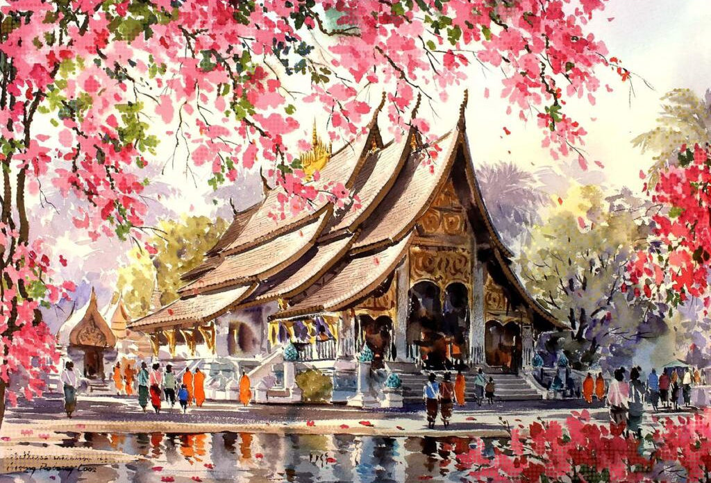 Bead Embroidery Kit Buddha Temple DIY Tela Artis