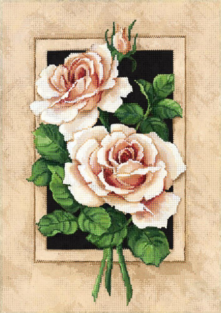 Full Bead Embroidery Kit Roses Flowers DIY Tela Artis