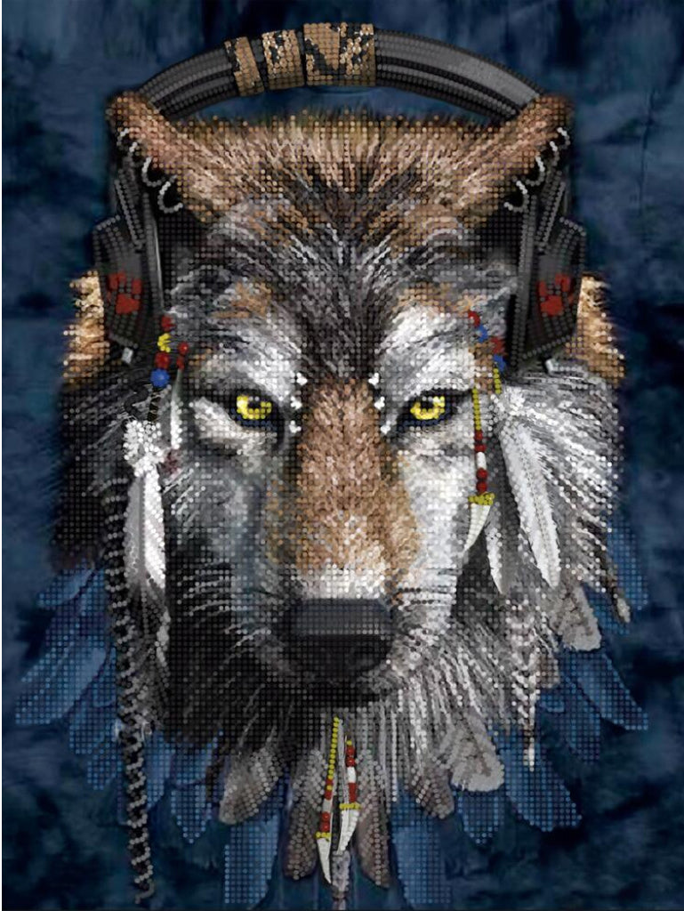Bead Embroidery Kit Wolf DIY Tela Artis