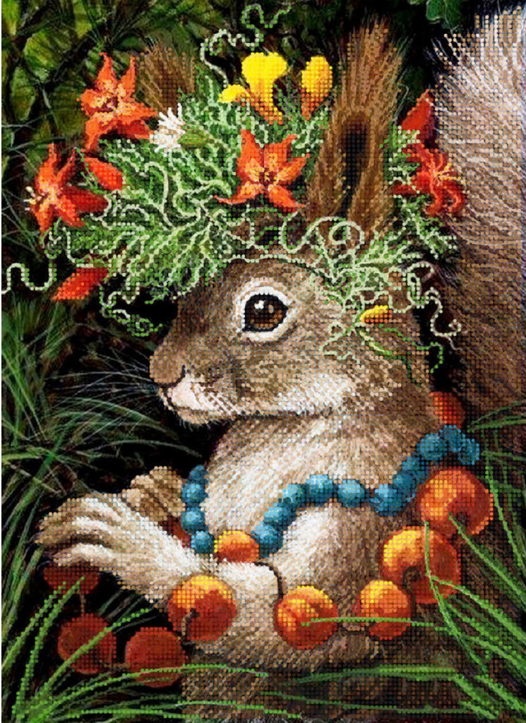 Bead Embroidery Kit Squirrel DIY Tela Artis
