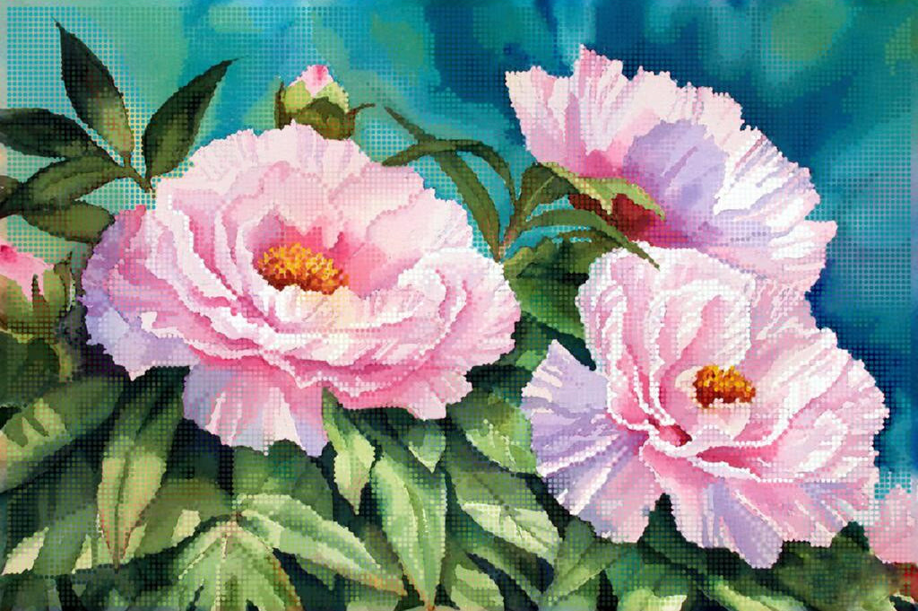Full Bead Embroidery Kit Gentle peonies DIY Tela Artis