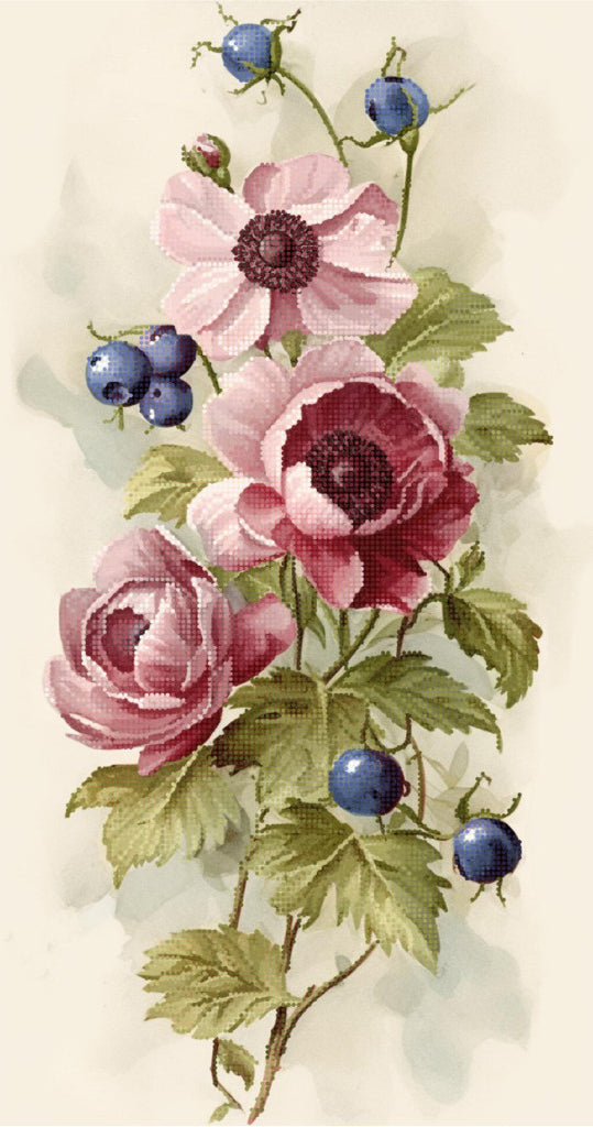 Bead Embroidery Kit Anemones Flowers DIY Tela Artis
