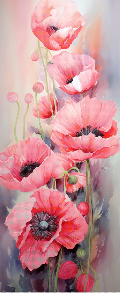Bead Embroidery Kit Poppies Flowers DIY Tela Artis
