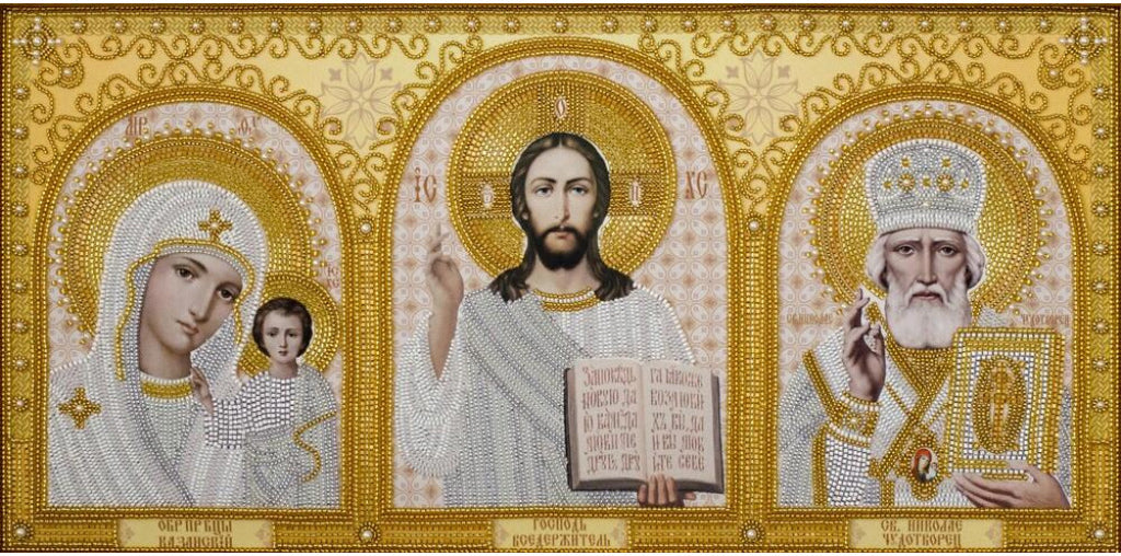 Kit de broderie de perles Iconostase Icône Vierge Marie Mère de Dieu DIY