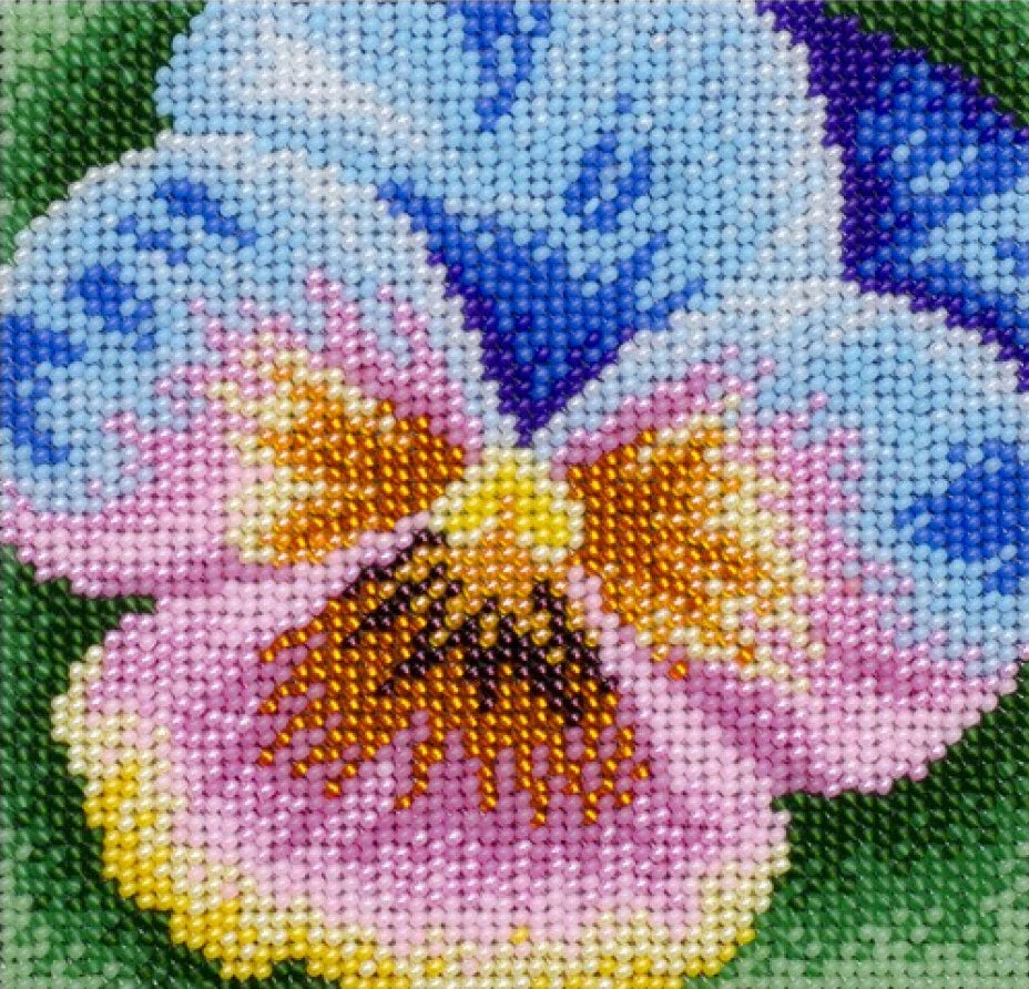 Bead Embroidery Kit Pansies Flowers DIY VDV