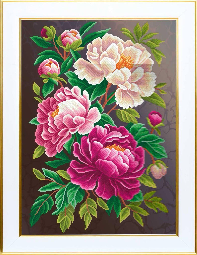 Bead Embroidery Kit Peonies Flowers DIY VDV