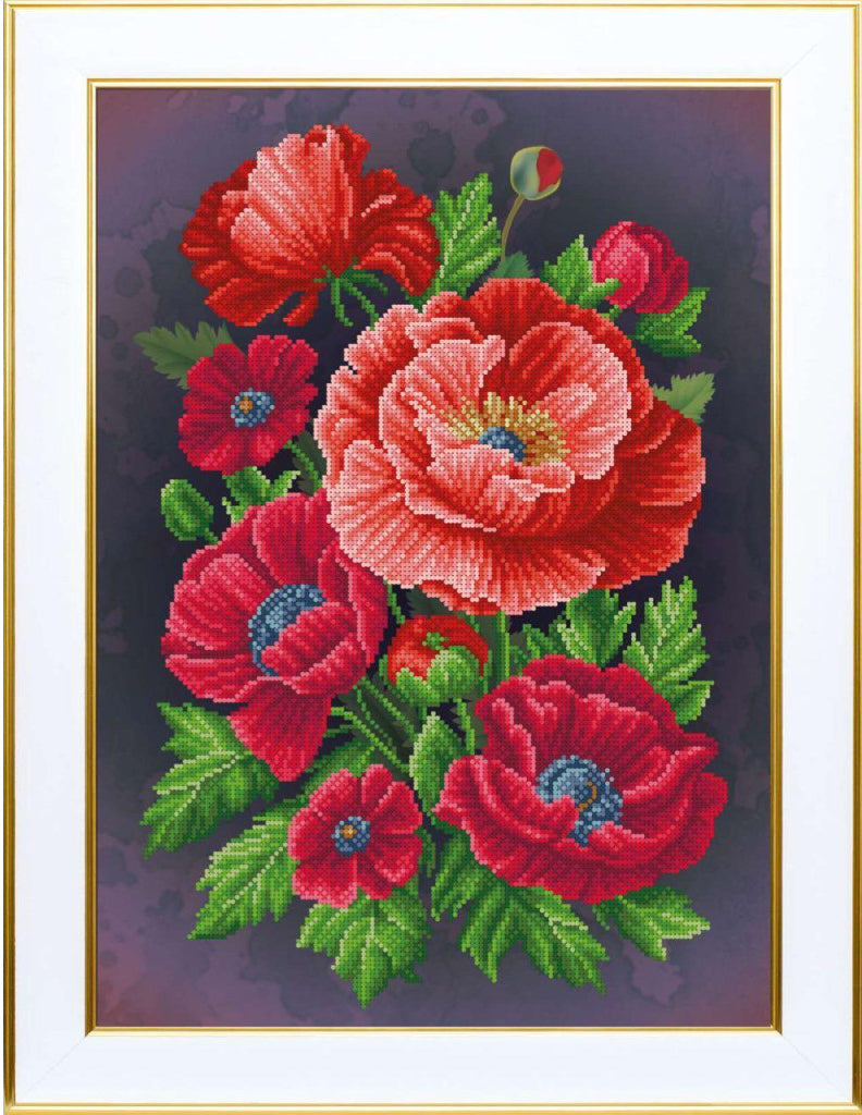 Bead Embroidery Kit Poppies Flowers DIY VDV