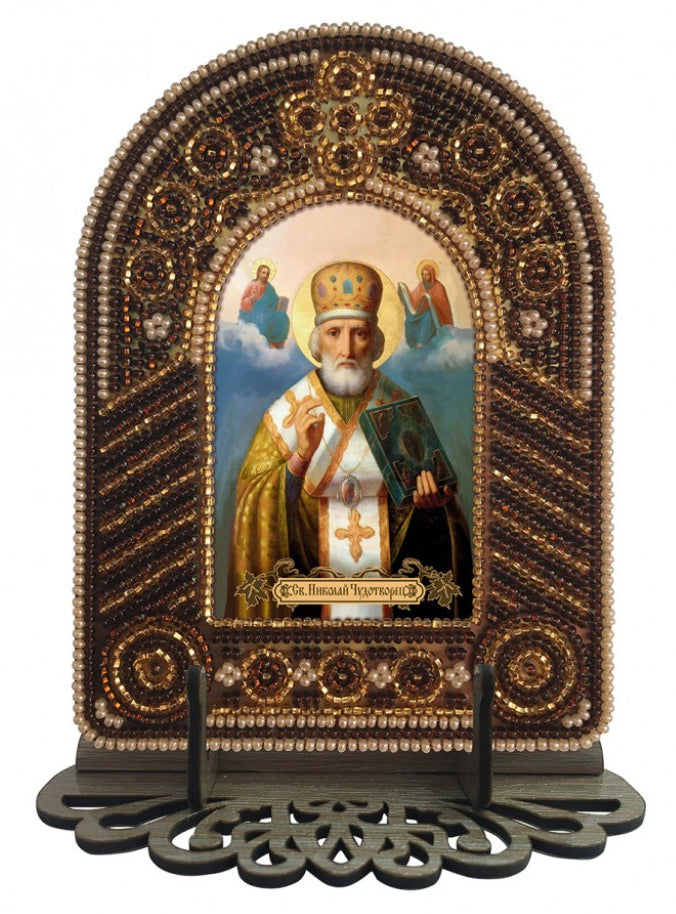 Kit de broderie de perles Icône Saint Nicolas Thaumaturge DIY