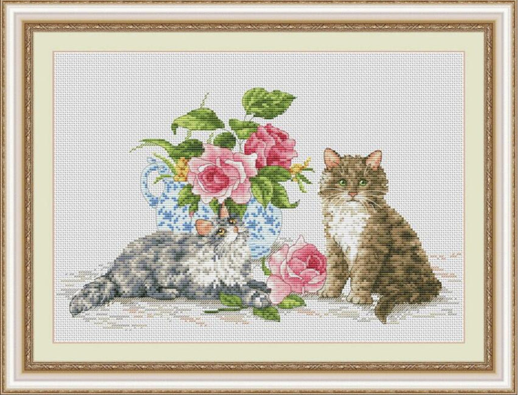 Counted Cross Stitch Kit Cats DIY Olanta