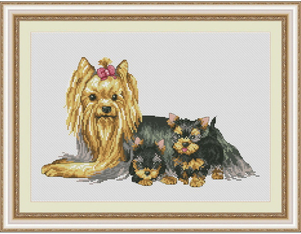 Kreuzstichset „Hund“ zum Selbermachen, unbedruckte Leinwand