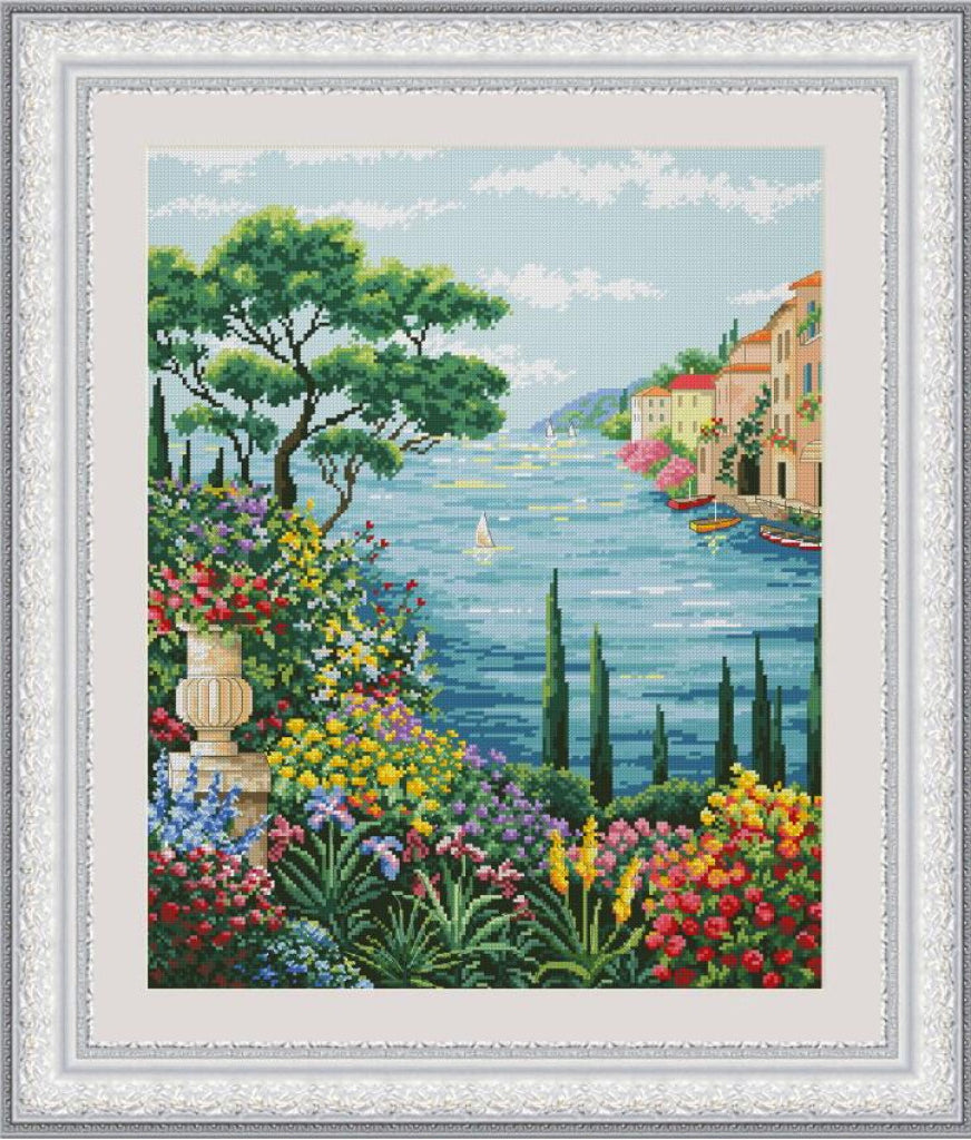 Counted Cross Stitch Kit Italian coast DIY Olanta