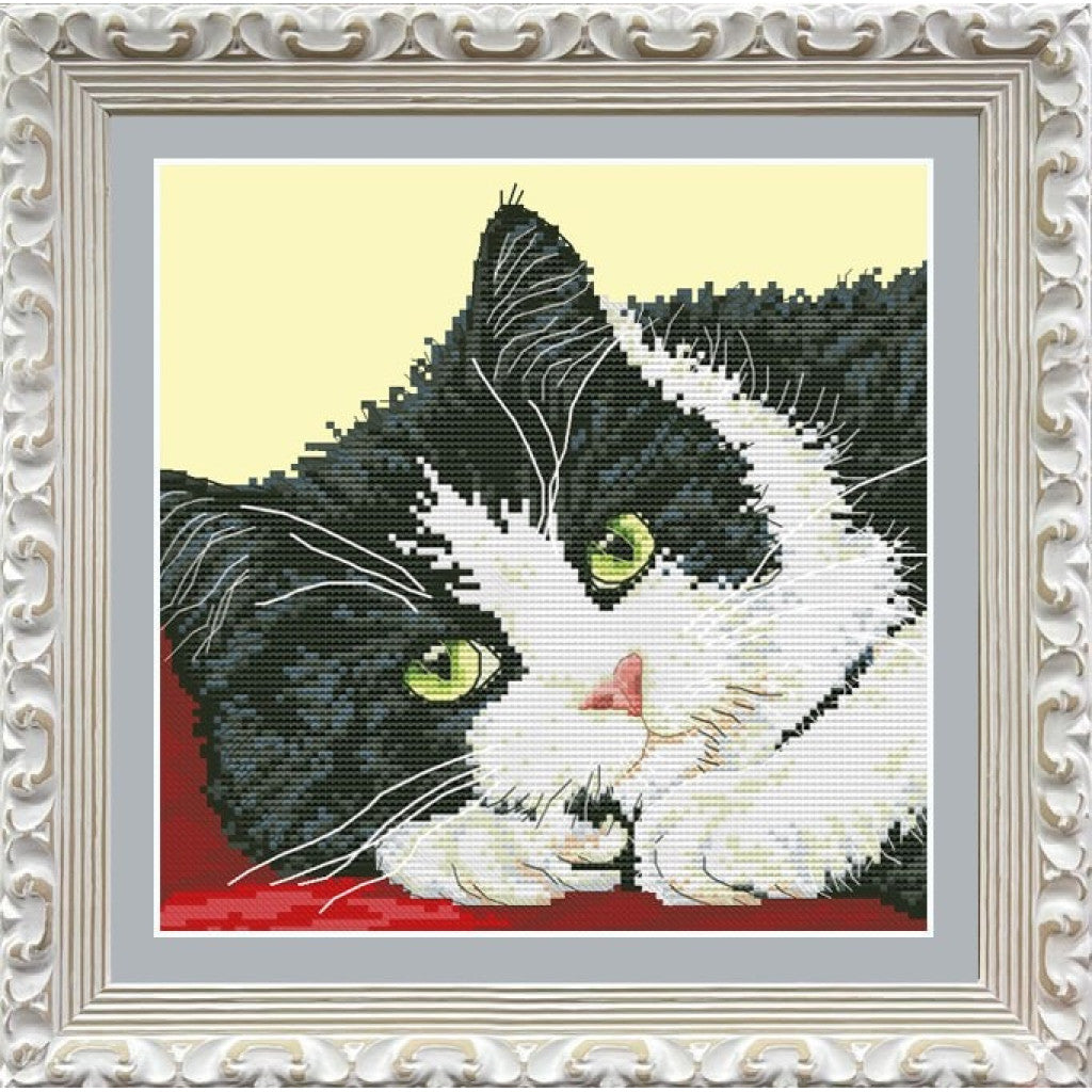 Kreuzstichset „Katze“ zum Selbermachen, unbedruckte Leinwand