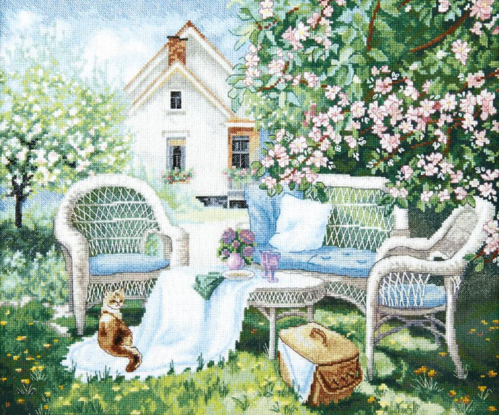 Counted Cross Stitch Kit Blooming garden DIY
