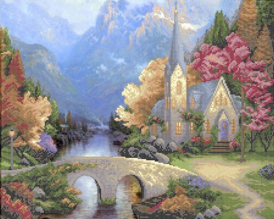 Perlenstickerei-Set Berglandschaft DIY