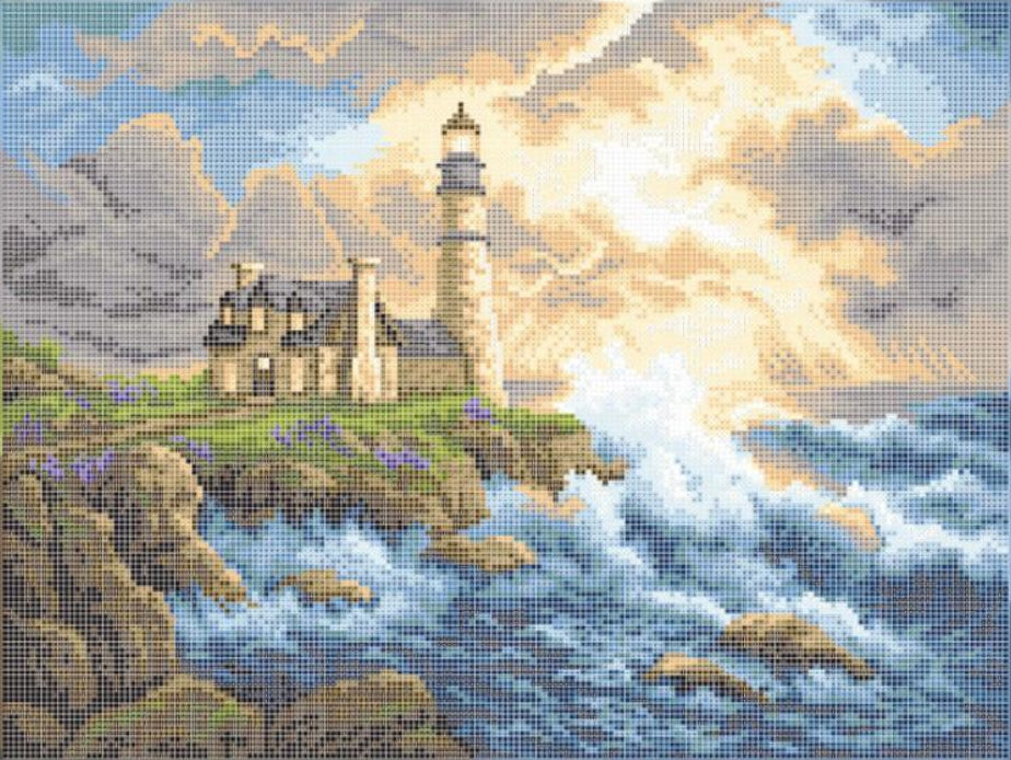 Komplettes Perlenstickerei-Set Leuchtturm DIY
