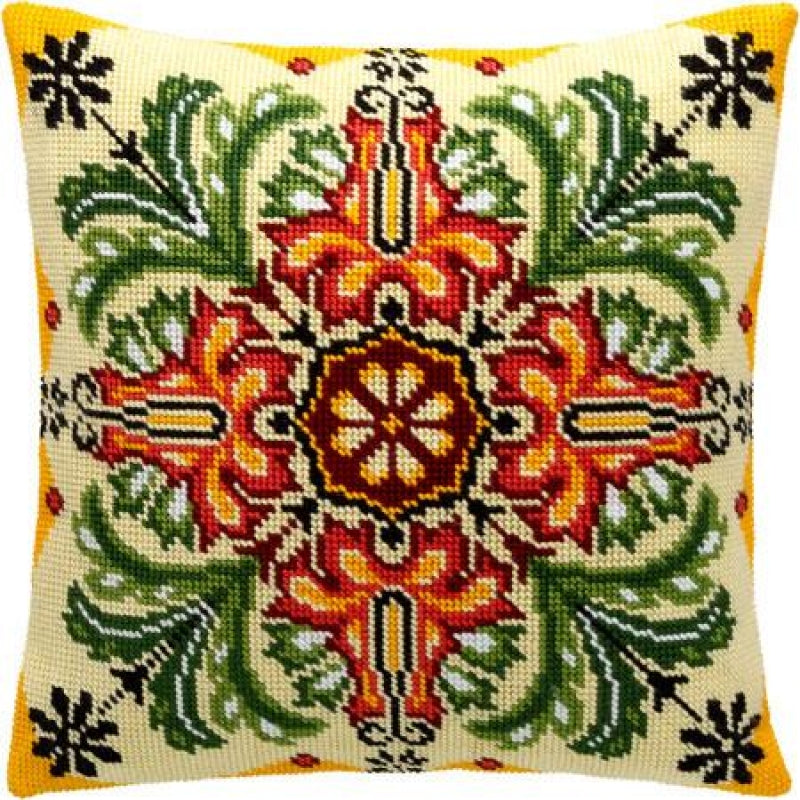 Tapestry Needlepoint pillow kit "Flowers" DIY Printed canvas - DIY-craftkits