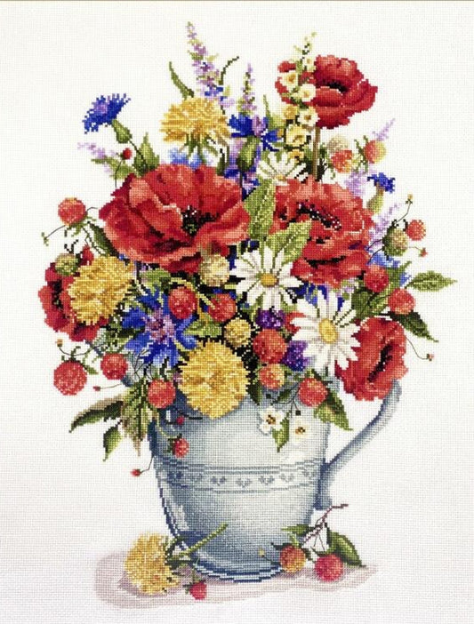 Counted Cross Stitch Kit Summer Flowers Poppies DIY