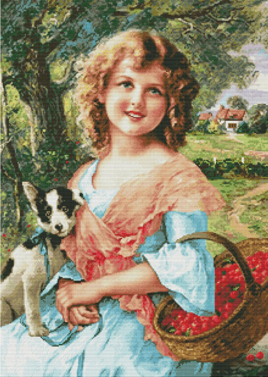 Counted Cross Stitch Kit Girl with cherry DIY