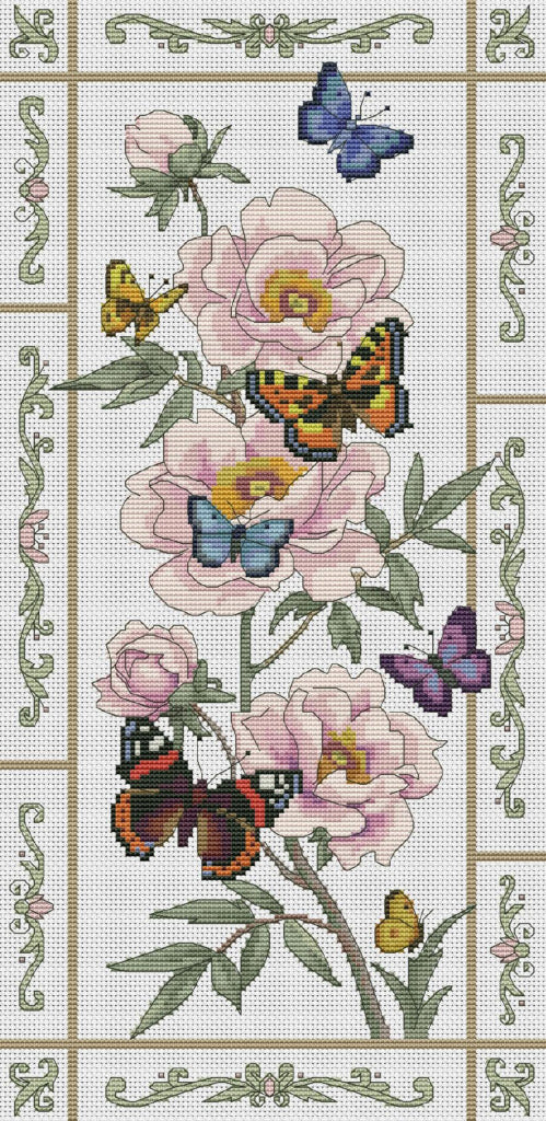 Counted Cross Stitch Kit Peonies and butterflies DIY