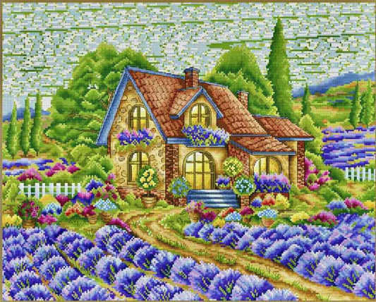 Counted Cross Stitch Kit Lavender house DIY