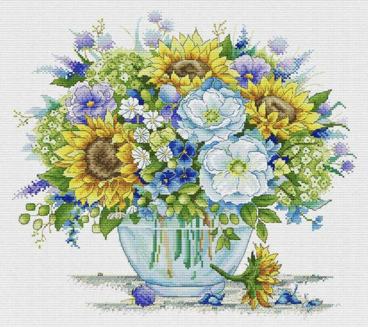 Counted Cross Stitch Kit Sunflowers Flowers DIY