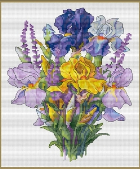 Counted Cross Stitch Kit Irises Flowers DIY