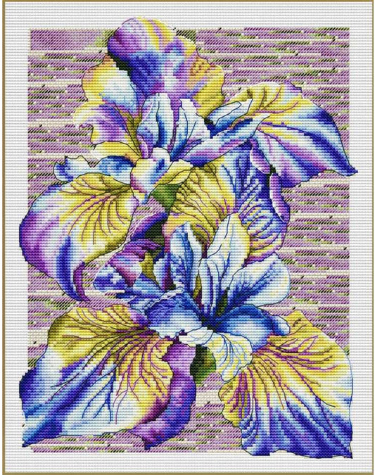 Counted Cross Stitch Kit Irises Flowers DIY