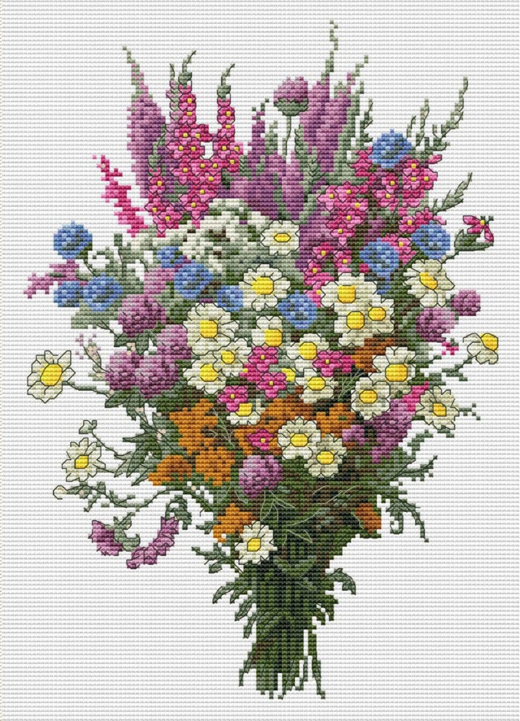 Kit de broderie au point de croix compté Fleurs de printemps DIY Toile non imprimée 