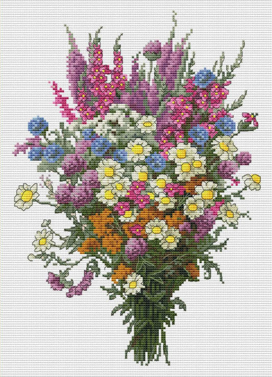 Kit de broderie au point de croix compté Fleurs de printemps DIY Toile non imprimée 